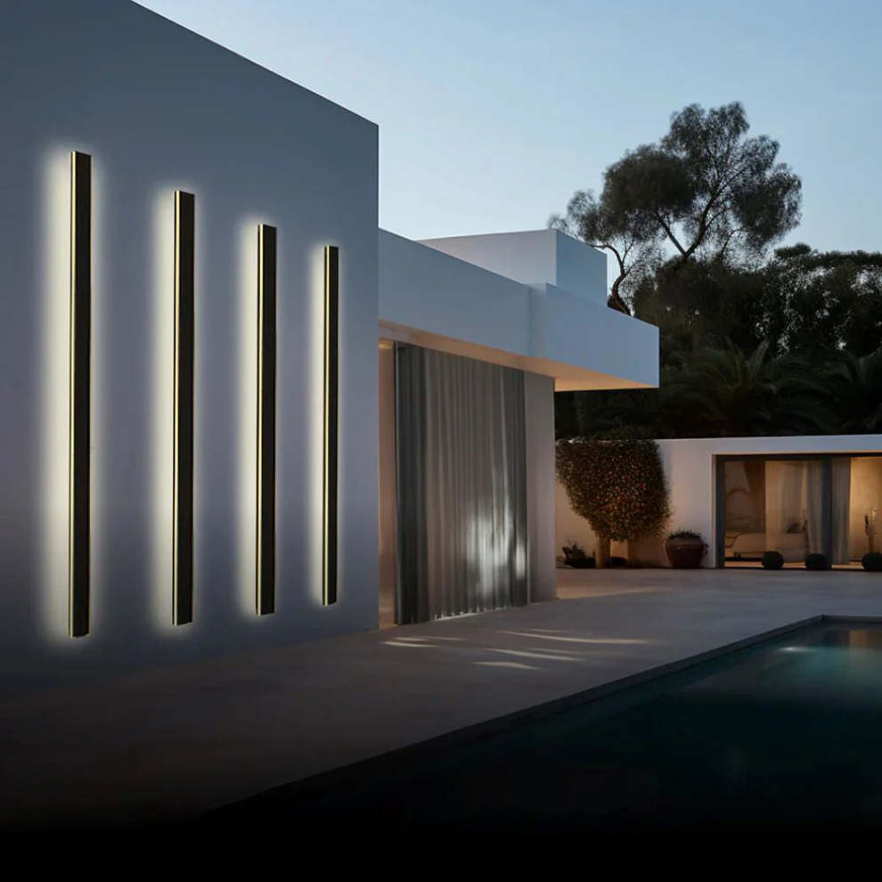 Minimalista Acrílico Aplique de Pared Exterior Negro