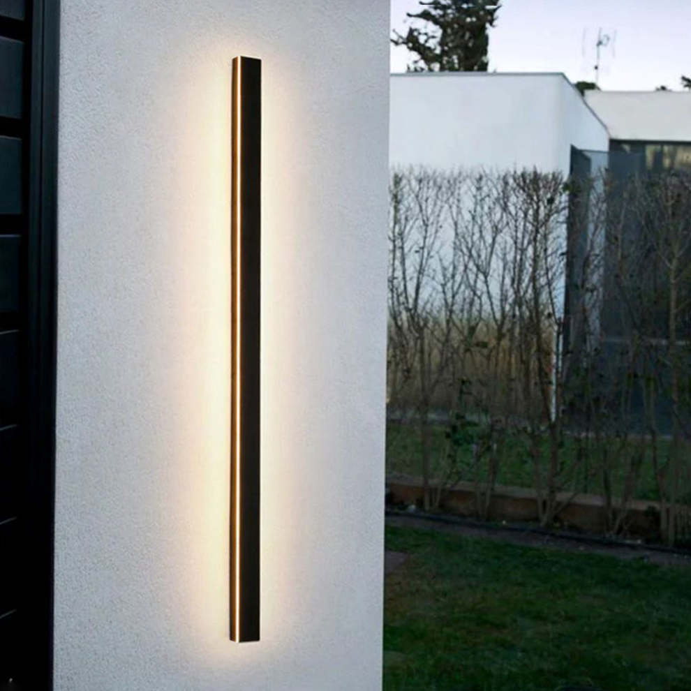 Minimalista Acrílico Aplique de Pared Exterior Negro