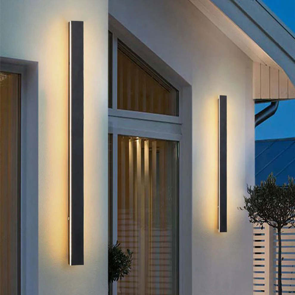 Minimalista Acrílico Aplique de Pared Exterior Negro