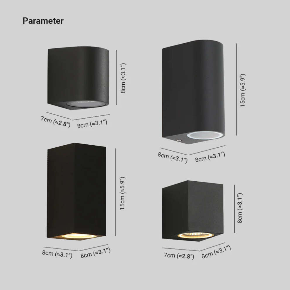 Minimalista Rectangular Aplique de Pared Negro