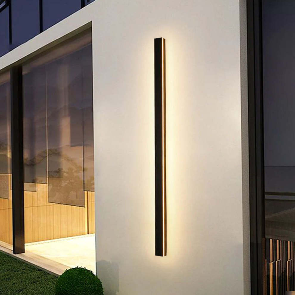 Minimalista Acrílico Aplique de Pared Exterior Negro